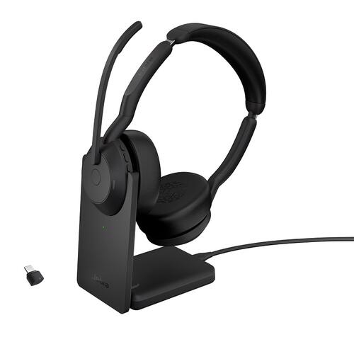 Evolve2 Jabra Evolve2 55 Stereo Wireless (Bluetooth) Headset, UC, USB-A with Charging Stand