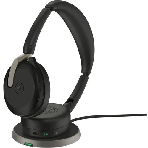 Jabra Evolve2 65 Flex Stereo Wireless (Bluetooth) Headset, UC, USB Type-C with Charging Stand