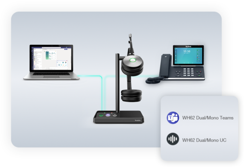 Yealink WH62-DUAL-TEAMS DECT Wireless Headset, Stereo, UC/TEAMS