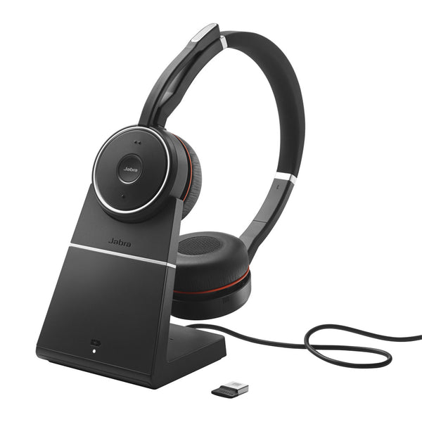 Jabra Evolve 75 MS Stereo Bluetooth Headset + Link 370 with Charging Stand