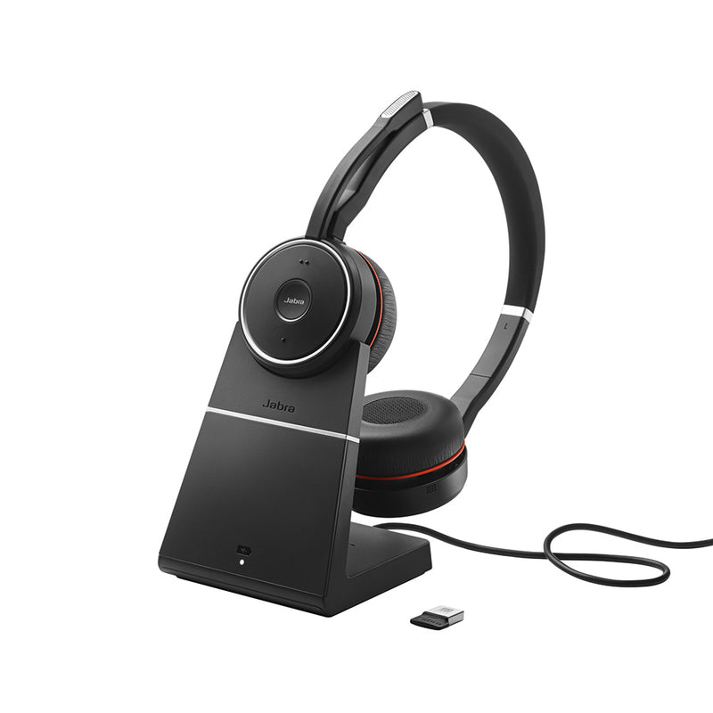 Jabra Evolve 75 UC Stereo Bluetooth Headset + Link 370 with Charging Stand